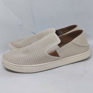 Olukai Pehuea Loafers Sneakers Womens Size 10 Beige Casual Slip On Comfort Shoes